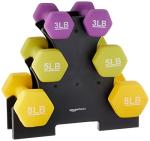 Color-Coded Neoprene Dumbbell Set with Rack