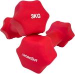 IWORKOUT 3KG Neoprene Hex Dumbbells Set