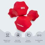 IWORKOUT 3KG Neoprene Hex Dumbbells Set