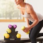 Color-Coded Neoprene Dumbbell Set with Rack