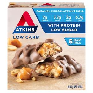 Atkins Caramel Chocolate Nut Roll Protein Bars - 5 Pack