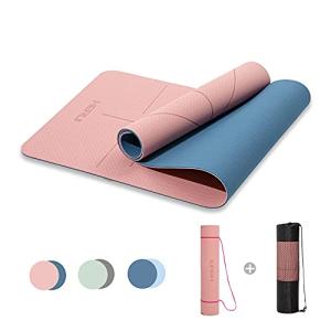 Yoga Mat with Alignment Lines and Carrying Bag