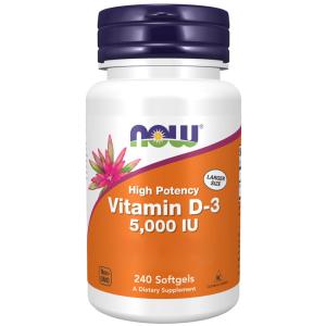 NOW Vitamin D-3 5,000 IU Softgels 240 Count