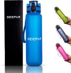 Blue BPA-Free 1L Motivational Water Bottle