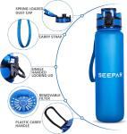 Blue BPA-Free 1L Motivational Water Bottle