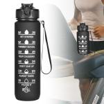 1L Motivational Gym Water Bottle with Straw