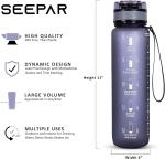 BPA Free 1L Motivational Water Bottle for Gym