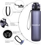 BPA Free 1L Motivational Water Bottle for Gym