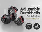 Adjustable 24kg Dumbbell Set with Non-Slip Handles