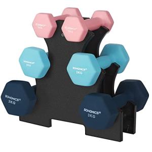 Hex Dumbbell Set with Stand - Neoprene Weights