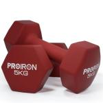 PROIRON 5KG Hex Neoprene Dumbbells - Pair