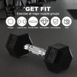 2 Pack Rubber Encased 1KG Hex Dumbbells