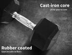 10kg Rubber Coated Hex Dumbbells - Pair or Single
