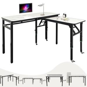 Height Adjustable Desk Set with Locking Casters