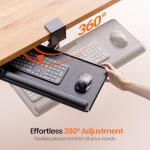 Ergonomic Under Desk Keyboard Tray with 360° Rotation