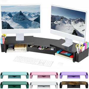 Spacrea Metal Desk Organizer with Dual Monitor Riser