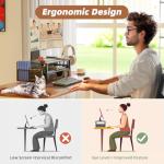Black 2-Tier Metal Monitor Stand with Drawer