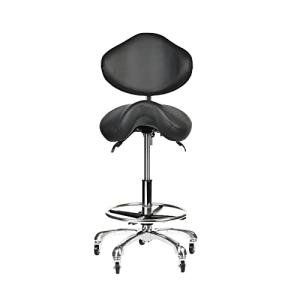 Adjustable Saddle Stool Rolling Chair with Backrest