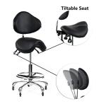Adjustable Saddle Stool Rolling Chair with Backrest