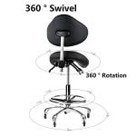 Adjustable Saddle Stool Rolling Chair with Backrest