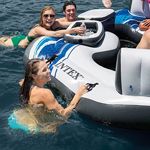 Inflatable Blue 5 Person Raft with Cooler and Backrests