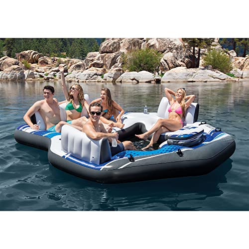 Inflatable Blue 5 Person Raft with Cooler and Backrests