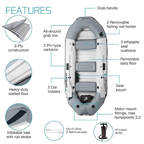 INTEX Mariner 4 Inflatable Boat Set: Oars & Pump