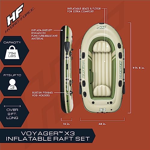 Bestway Hydro-Force Voyager X3 Inflatable 3 Person Raft
