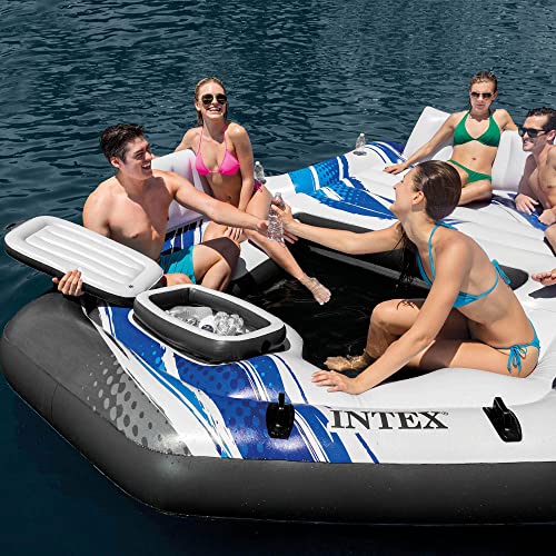 Inflatable Blue 5 Person Raft with Cooler and Backrests