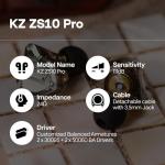 Linsoul KZ ZS10 Pro Gaming Hybrid Earbuds