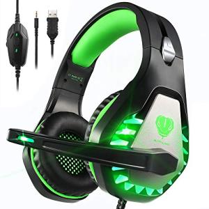 Wireless Gaming Headset with Microphone and LED Lights