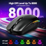 TECKNET Rechargeable Wireless Gaming Mouse - 8000 DPI
