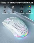 SOLAKAKA SM600 White Wireless Gaming Mouse with RGB