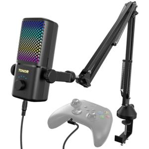 TONOR RGB Gaming Mic for Xbox with Long Battery