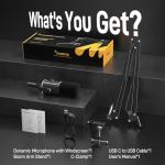 MAONO Dynamic PC Gaming Microphone Kit with Boom Arm