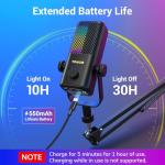 TONOR RGB Gaming Mic for Xbox with Long Battery