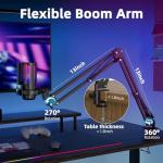 USB Gaming Microphone Kit with Boom Arm & RGB
