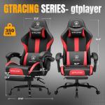 GTRACING Ergonomic Gaming Chair with Footrest, Red