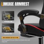 GTRACING Ergonomic Gaming Chair with Footrest, Red