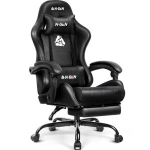 N-GEN GAMING Adjustable Ergonomic Gaming Chair with Footrest