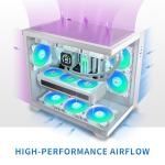 MUSETEX White Mid Tower PC Case with ARGB Fans