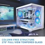 MUSETEX White Mid Tower PC Case with ARGB Fans