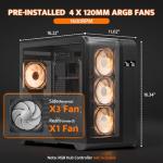 darkFlash Curved Mid-Tower PC Case with RGB Fans