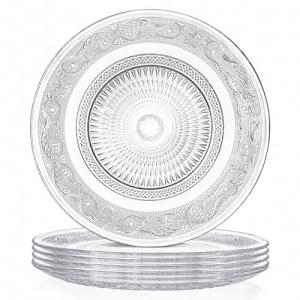 Elsjoy 6 Pack Clear Large Glass Dinner Plates