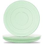 Vintage Green Hobnail Glass Dinner Plates Set
