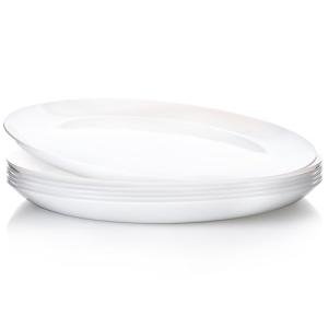 10" White Glass Dinner Plates Set of 6