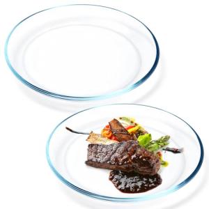 NutriUps 10-Inch Clear Glass Dinner Plates, 2 Pack