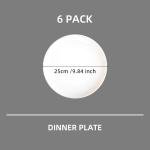 10" White Glass Dinner Plates Set of 6