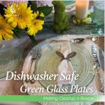 Vintage Green Hobnail Glass Dinner Plates Set