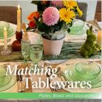 Vintage Green Hobnail Glass Dinner Plates Set